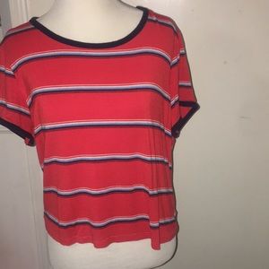 Red, white, blue, striped, soft, tee shirt.